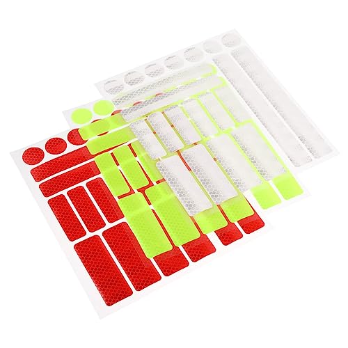 Hemoton 3 Sheets Bike Warning Strips Reflective Stickers Durable Honeycomb Design for Enhanced Night Visibility for Bicycles and Scooters Pet Material Fluorescent