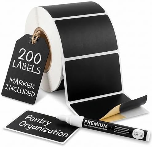 200 Chalkboard Labels for Food Containers, Reusable Black Sticker...