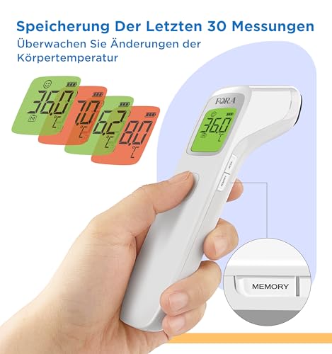 FORA IR42 Stirnthermometer - Infrarot Fieberthermometer, Kontaktlos, Sofortige & Präzise Messung...