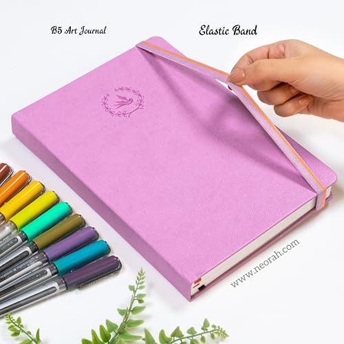 Image of NEORAH - B5 - ART JOURNAL |200Gsm Dotgrid Notebook |160 Pages(25.0 x 17.5 cm)| Lay Flat |Hard Cover Bullet - Journal | 3 Bookmarks |Elastic Closure| Inner Back Pocket | Ideal- Art,Planning (LAVENDER)