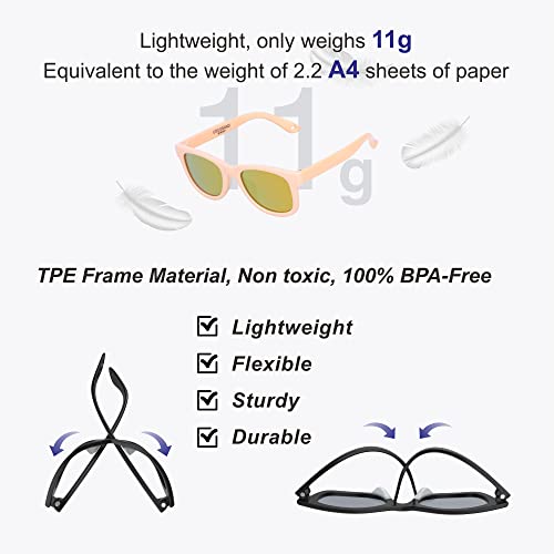 Image of Flexible Polarized Baby Sunglasses with Strap | UV Protection, Bendable, For Toddler Infant Newborn Girl Boy, Age 0-24 Months
