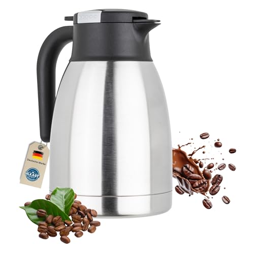 Isolierkanne aus Edelstahl 1,5l oder 2l Thermoskanne Kaffee...