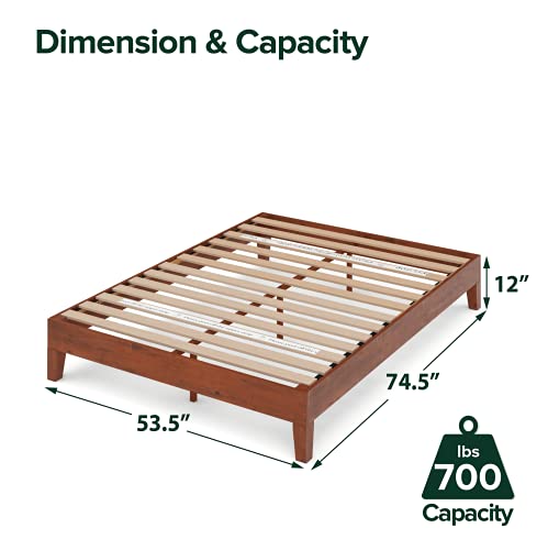 Image of Zinus Wen 12 Inch Deluxe Wood Platform Bed Frame /Solid Wood /Mattress Foundation with Wood Slat Support /No Box Spring Needed /Easy Assembly, Full
