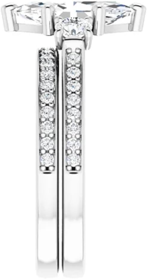 Solitaire Moissanite Engagement Ring Set, 1CT-5CT Marquise Cut Moissanite Diamond Bridal Wedding Ring Set for Women, VVS1 Colorless, 10K 14K 18K Solid Gold, 925 Silver