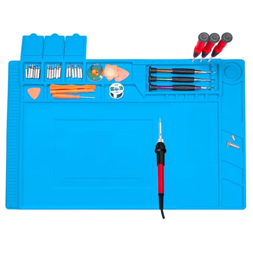 Magnetische Lötmatte 500 Hitzebeständig Reparaturmatte 45 x 30 cm Lötmatte Antistatische Reparatur Matte Soldering Mat für die Reparatur von Uhren Telefonen Laptops