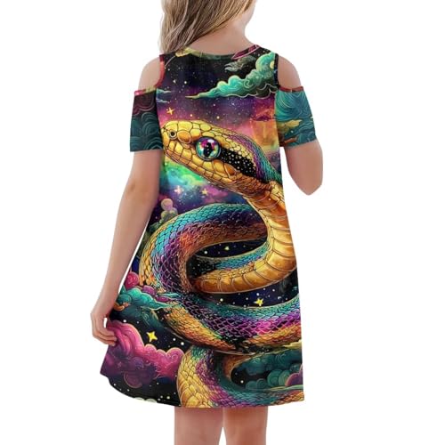 Summer Dresses for Girls 3T-14Y Cold Shoulder Midi Flowy Dress Party Outfits2