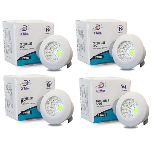 Image of D'Mak 1 Watt Round LED Button COB Green Focus Light for POP /Recessed Lighting (Green, Pack of 4)