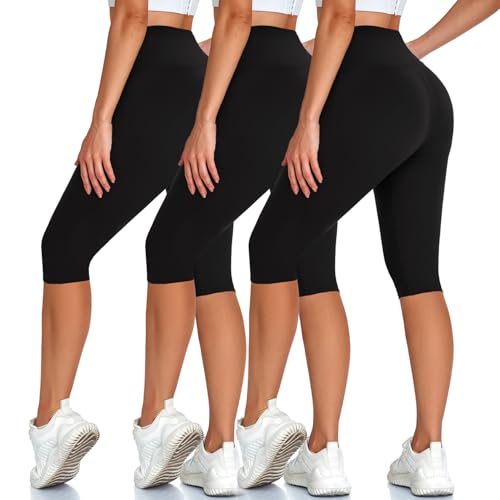 Hi Clasmix High-Waist Knee-Length Capri Leggings (3-Pack)