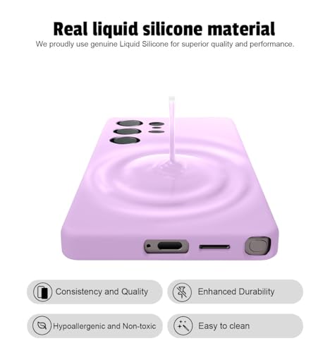 Image of LIRAMARK Liquid Silicone Soft Back Cover Case for Samsung Galaxy S25 Ultra 5G (Lavender)