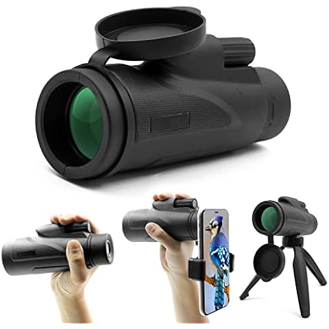 12 x 50 High Definition Monocular Telescope with Tripod & Smartphone Holder by KozyOne, FMC Lens, Night Light Vision, Waterproof Non-Slip Design, For Traveling, Bird Watching, Hiking, Camping Cover