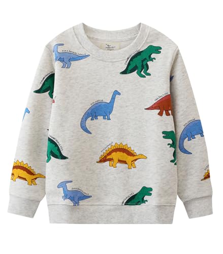 Image of LOKTARC Toddler Boys Graphic Crewneck Sweatshirts 2-Pack, Sizes 2T-7 | Cotton Blend French Terry, Dinosaur, Construction and Shark Graphics, Ribbed Trim, Preschool Daycare Outdoor