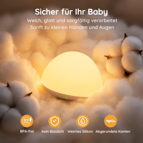 sympa Nachtlicht Baby mit 4 Helligkeitsstufen & Weichem Silikon – Ansicht 6