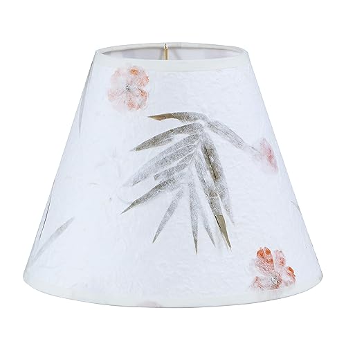 Image of Aspen Creative 56040 Empire Uno Lamp Shade in Off Whiite with Patal Paper, 5 inch Top x 10 inch Bottom x 8 inch Slant Height, Slip UNO 33mm
