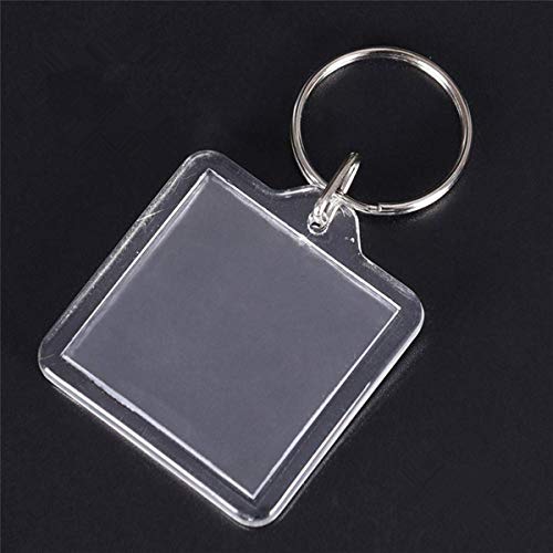 King&Pig 50PCS Key Chains Key Rings with Transparent Clear Picture Photo Frames Can Open Keychains (square)