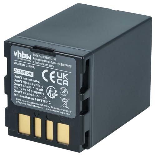 vhbw 1x Batterie Compatible avec JVC GZ-MG26E, GZ-MG27, GZ-MG24, GZ-MG27AH-U, GZ-MG27E, GZ-MG24E caméra vidéo caméscope (2200mAh, 7,4V, Li-ION)