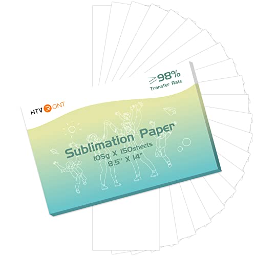 Image of HTVRONT Sublimation Paper 8.5x14 Inches - 150 Sheets Excellent Ink Release Sublimation Transfer Paper for Tumblers, Mugs, T-shirts | Smooth Jam-Free & Instant Dry:High Transfer Rate, Vibrant Color Transfer on Polyester Fabrics,No Curl