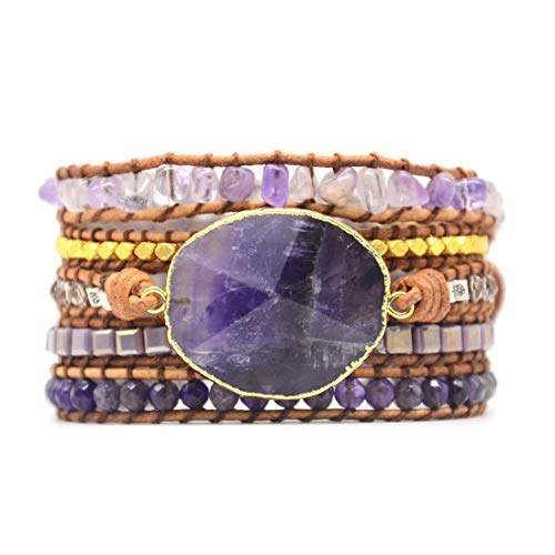 Ygline Handmade Amethyst Boho Wrap Bracelets For Women-Healing Natural Stone Beads Crystal Bracelets For Women Girl(Amethyst) #TOP14