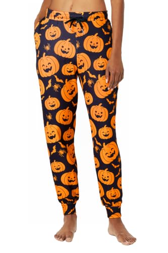 Lindanina Women's Halloween Pajama Pants Pumpkin Ghost Pj Bottoms Bat S