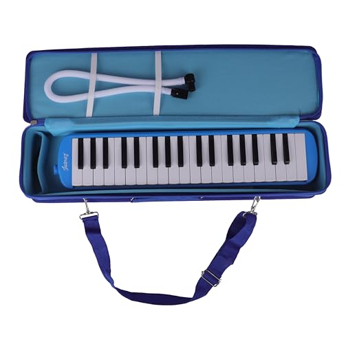 Image of Juarez 37 Key Melodica JMLD37BL Musical Instrument Soprano Air Piano Keyboard Pianica with Carrying Bag, 1 Soft Long Tube, 1 Mouthpiece, Wipe Cloth, Blue