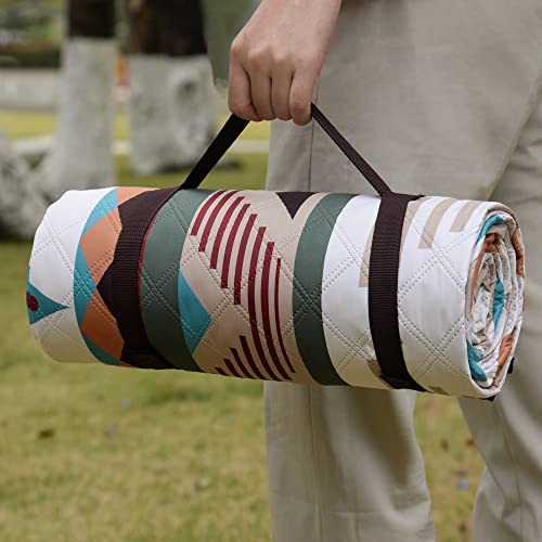 LARUTAN Outdoor Picknickdecke Boho, 200x200cm Stranddecke Sandfrei, Tragbare Waschbar Strandunterlage Picknickdecke für Trocken Strand, BBQ, Picknick, Wandern, Reisen Campingdecke Grün