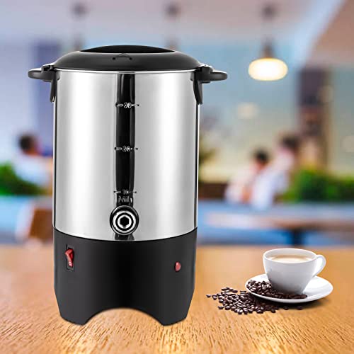 Gdrasuya10 30-Cup Commercial Coffee Urn 304 Stainless Steel Hot Beverage Dispenser 1000W Fast Heating 5.2L Coffee Maker Hot Water Urn for Home Kitchen Office Dorm (Silver)