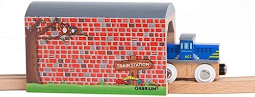 Orbrium® Toys Large Wooden Train Tunnel Track Compatible with Thomas Brio Chugginginton Set