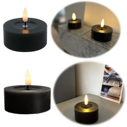 LS-LebenStil Real Flame 3D 2x Teelichter Ribe Schwarz 6,8cm Deluxe...