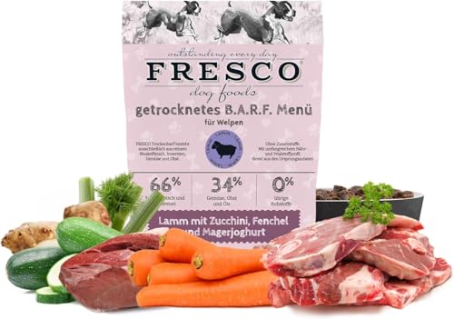FRESCO Dog Junior Trockenbarf Lamm 5kg | Barf Trockenfutter für Welpen & Junghunde mit Zucchini, Fenchel...
