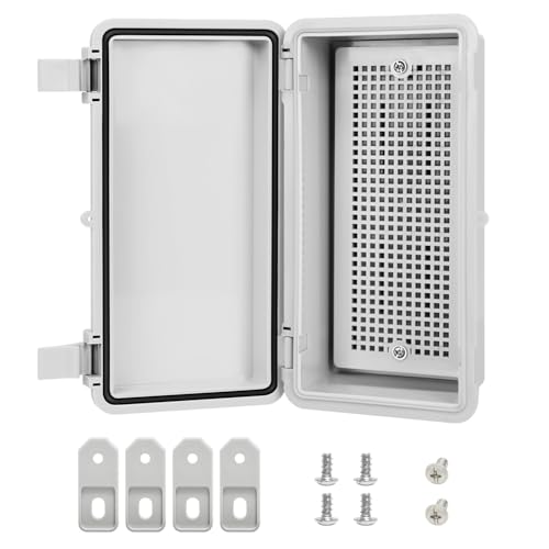 LMioEtool Junction Box ABS Plastic IP65 Waterproof Dustproof Universal Electrical Enclosure Hinged Shell Outdoor and Indoor Usage Project Box, 7.9