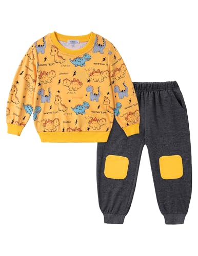 Arshiner Boys Sweatsuit Long Sleeve Print Crewneck Sweatshirt and Pant 2 Piece Set for 2-9 Years