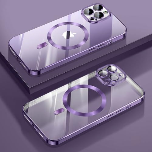 Coque de protection iPhone 14 Plus transparente en placage premium compatible charge magnétique