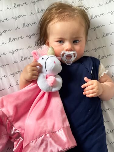 Image of Unicorn Lovey Blanket for Baby | Large 20 inch x 20 inch Baby Lovey for Girls | Cute Unicorn Security Blanket for Babies and Toddlers