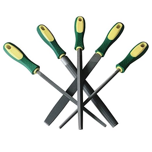 LK-WORLD 8 Inch Premium Grade High Carbon Hardened Steel File Set, Comfortable Rubber Hand Grip Handles/Best For Shaping Wood/Metal & Sharpening Tools(5 Pcs) (Steel file, 8'' Steel file)