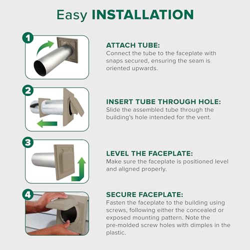 Image of NO-PEST VENT Dual Door Dryer Vent Cover 4 Inch Outdoor, Made in USA, Highest UV-Resistant Plastic, No Lint-Collecting Screen (Woodstock Brown, 4 inch Plastic Vent No Collar)