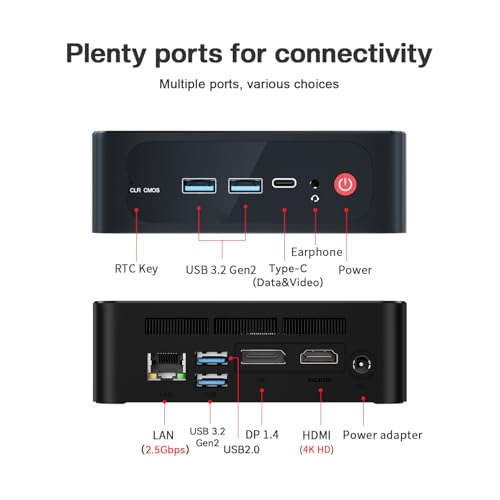 Image of Beelink SER5 Mini PC,AMD Ryzen 5 5500U(up to 4.0 GHz, 6C /12T), Mini Computer with 32GB DDR4 RAM 500GB PCIe4.0 SSD, 4K Triple Display, WiFi 6, BT 5.4,RJ45 2.5G LAN