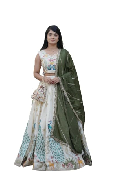 KrishuEthnics Designer Bridal Lehenga Choli Set with Embroidered Border, Traditional PartyWear Collection