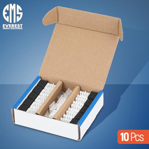 Image of Everest 90 Degree RJ45 Cat6 Keystone Jacks Slim Profile 10-Pack Black | Compatible with 90 Angled Speed Termination Tool - easyJACK (B094WB91H3)