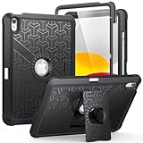 MoKo for iPad (A16) 11th/10th Generation Case 2025/2022, Heavy Duty Shockproof Dual Layer Full Body Protective Cover, Built-in Screen Protector and Kickstand for iPad 11/10.9 Inch,Black