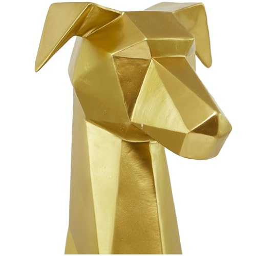 Estatua decorativa de perro poliresina 9" x 11" x 30" oro miniatura 2