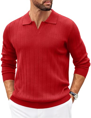 COOFANDY Men's Sweaters Collared Lightweight Sweater Casual Business Tops