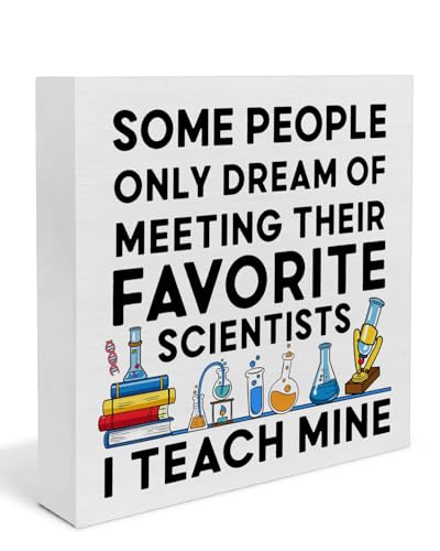 Science Classroom Decor, Funny Chemistry Biology Teacher Quote Wooden Box Sign Decor for Classroom Office, Science Teacher Gifts