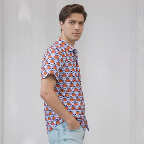 Image of Men's Hawaiian Shirt Tops Vintage Short Sleeve Button Down Beach Shirt Male Tropical Floral Summer Pullover Party Holiday