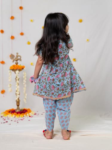 Image of POLKA TOTS Girls Cotton Kurta Dhoti Set | Traditional Ethnic Wear for Kids Girls | Festival Dress for Diwali Navratri Pooja Wedding Party | Indian Traditional Outfit for Girls | 6 Months - 8 Years