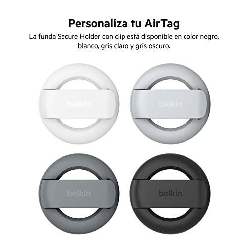 Miniatura 6 de Belkin Funda para Apple AirTag con Clip, Carcasa Protectora Secure Holder con Llavero, Anillo con Llavero para Air Tag con Cobertura antiarañazos, Blanca