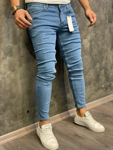 Jeans Pants Trousers Denim Trendy Street Stretch Tight Washed Classic Casual Commuter Small Foot for Men3