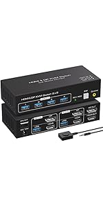 VPFET 4K120Hz HDMI KVM Switch 2 PC 2 Monitors 8K60Hz KVM Switches HDMI