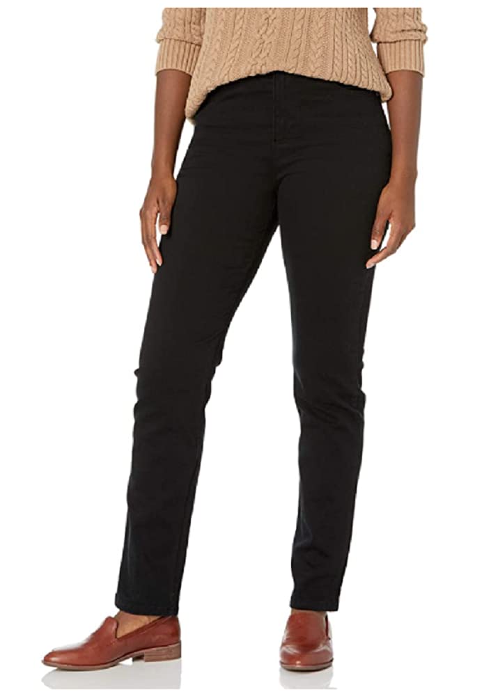 Glorias Vanderbilt Womens Amanda Slim High Rise Classic Fit Tapered Leg Knit Pointe Pant Black 16