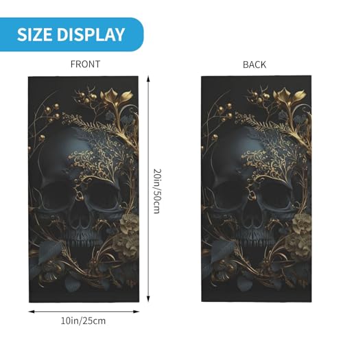 Gaiter facial con diseño de calavera y rosa gótica dorada floral oscura para mujer y hombre, mascarilla de ciclismo, motocicleta, esquí, fiesta miniatura 3