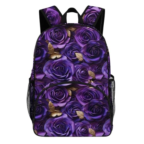 Purple Roses Large Capacity Bag Laptop Daypack Tablet Backpack for Women Men