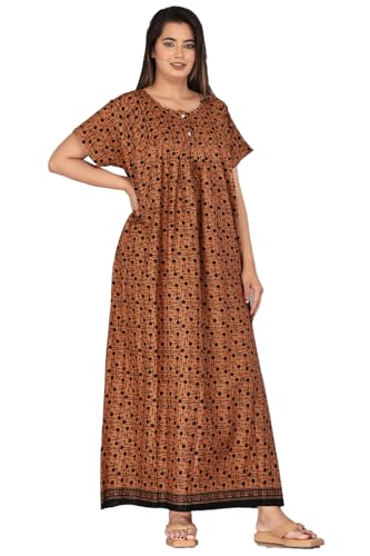 Image of Monique Brand 100% Pure Cotton Nighty for Woman | Floral Gown for Women Night Wear | Cotton Nighty for Women Stylish | Maxi for Women Cotton